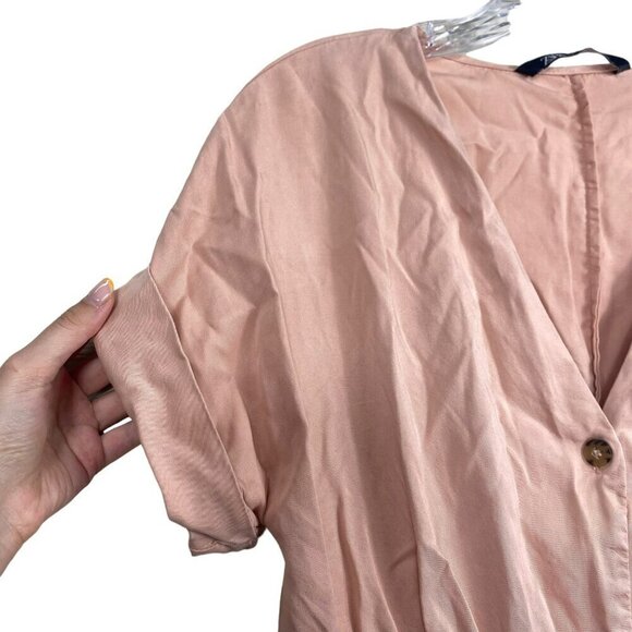Zara Light Pink Button Tie Waist T Shirt Dress XSmall - Picture 4 of 12